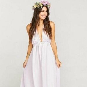 Show Me Your MuMu Luna Halter Maxi Dress Lavender Small Chiffon Flowy Boho